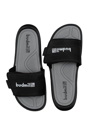 budmil Unisex Badeschuhe Bequeme Badelatschen für Damen Und Herren Leicht Anti-Rutsch Shower Hausschuhe (Grau, EU Schuhgrößensystem, Erwachsene, Numerisch, M, 44) von budmil