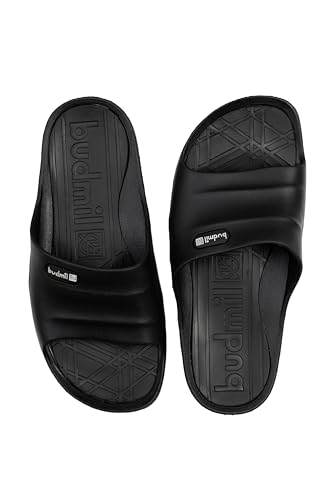 budmil Unisex Badeschuhe Wasserdicht Badelatschen für Damen Und Herren Sauna Sandalen (Schwarz, EU Schuhgrößensystem, Erwachsene, Numerisch, M, 41) von budmil