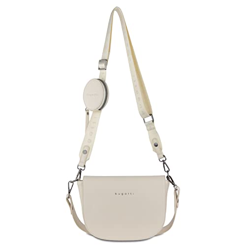 bugatti Almata Schultertasche für Damen, edle Umhängetasche in beige von bugatti