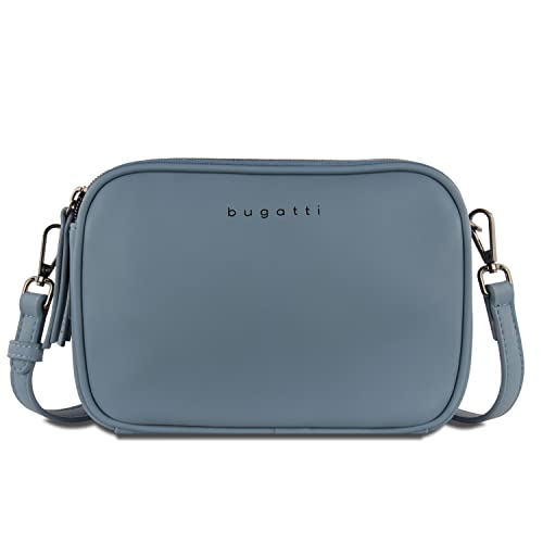 bugatti Almata Schultertasche klein für Damen, edle Umhängetasche in blau von bugatti