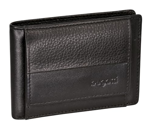 Bugatti Atlanta Geldbörse Herren Leder 4CC– Portemonnaie Herren Querformat Schwarz – Geldbeutel Portmonee Wallet Brieftasche Männer Portmonaise von bugatti