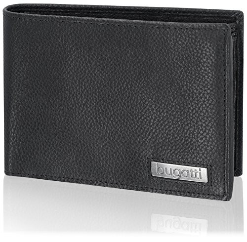 bugatti Cali Geldbörse Herren Leder – Portemonnaie Herren Querformat Schwarz – Geldbeutel Portmonee Wallet Brieftasche Männer Portmonaise von bugatti