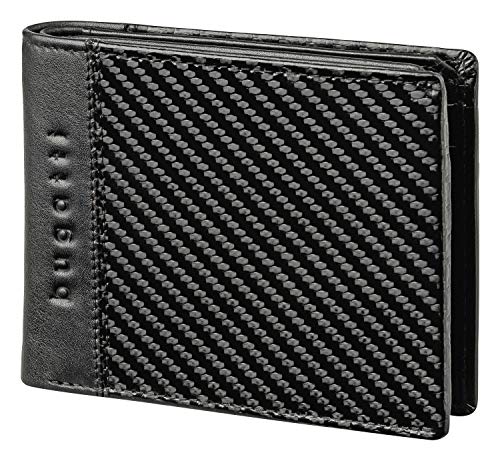 bugatti Comet Geldbörse Herren Leder – Portemonnaie Herren Querformat Schwarz – Geldbeutel Portmonee Wallet Brieftasche Männer Portmonaise 10CC RFID von bugatti