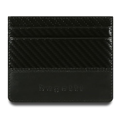 Bugatti Comet Kreditkartenetui Herren Leder – Flaches Portemonnaie für Karten Schwarz – Mini Smart Wallet 5CC RFID von bugatti