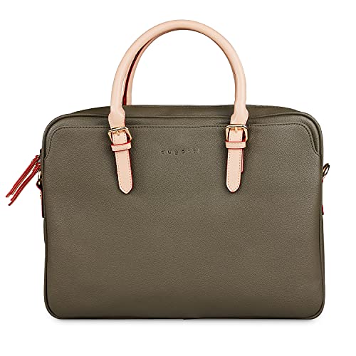 bugatti Ella Businesstasche mit 15“ Laptopfach, Aktentasche für Damen Laptoptasche, Frauen Bürotasche Lehrertasche in olive von bugatti