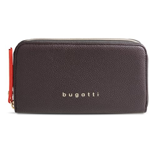Bugatti Ella Geldbörse für Damen groß, Portemonnaie lang aus Kunstleder in braun von bugatti