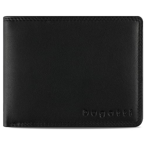 bugatti Simbiosi Geldbeutel Männer 8 CC Leder - Geldbörse Herren - Portmonaise Portemonnaie Portmonee Brieftasche Wallet Ledergeldbeutel, Schwarz von bugatti