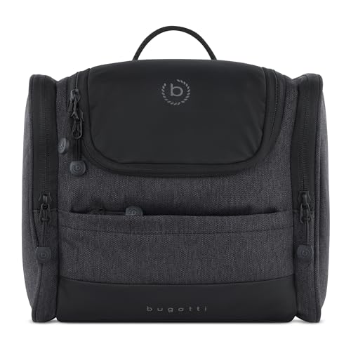 bugatti Universum Kulturbeutel S zum Aufhängen, Kulturtasche für Damen & Herren in schwarz von bugatti