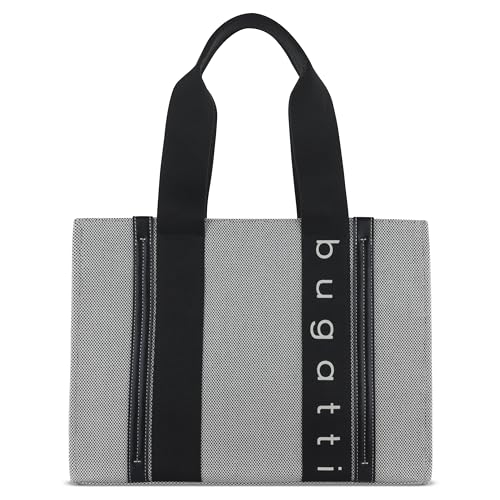 bugatti Ambra kleine Tote Bag aus Canvas, Shopper, Umhängetasche für Damen in schwarz von bugatti