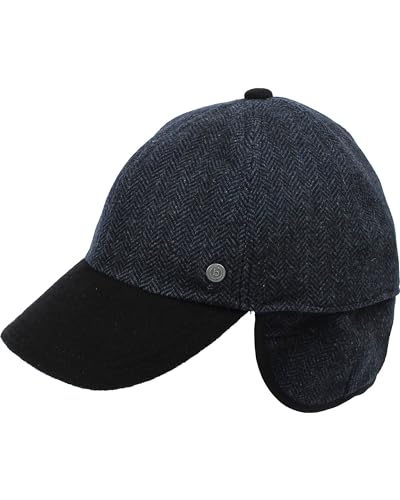 bugatti Baseballkappe für Herren - Mütze mit Fischgrät-Muster und Ohrenklappen - Größe 55-62 Navy von bugatti