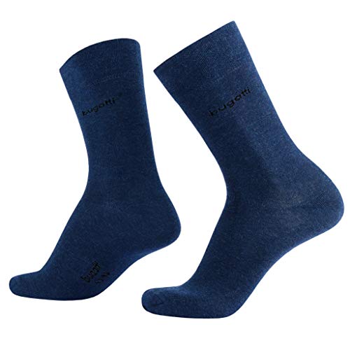 bugatti Basic Mens Socks 2er Pack 6702 546 indigo melange blau Strumpf Socken, Size:43-46 von bugatti