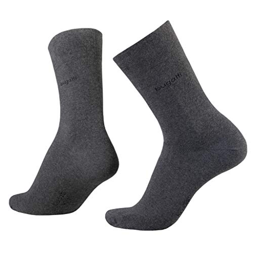 bugatti Basic Mens Socks 2er Pack 6702 620 anthracite anthrazit grau Strumpf Socken, Size:43-46 von bugatti