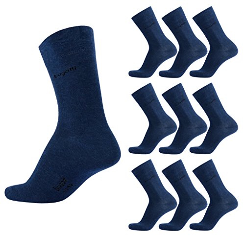bugatti Herren Socken 9er Pack - Größe 39-42, Farbe Indigo - Atmungsaktive Baumwollmischung, Bequeme & Verstärkte Ferse & Spitze von bugatti