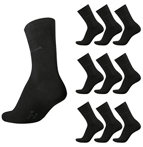 bugatti Basic Mens Socks black 9er Pack 6703 schwarzer Strumpf 9 Paar Socken Spar-pack Mehrpack 39-46, SockSizes:47-50 von bugatti