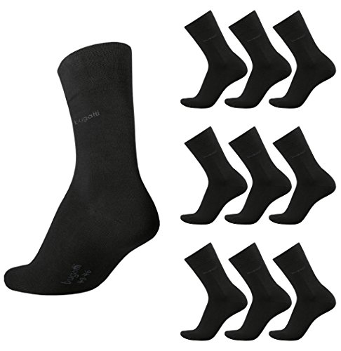 bugatti Herren Socken 9er Pack - Größe 47-50, Farbe Schwarz - Atmungsaktive Baumwollmischung, Bequeme & Verstärkte Ferse & Spitze von bugatti