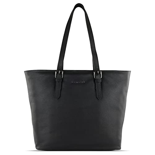 bugatti Bella Shopper aus Leder, Damen-Schultertasche mit Laptopfach 13" in schwarz von bugatti