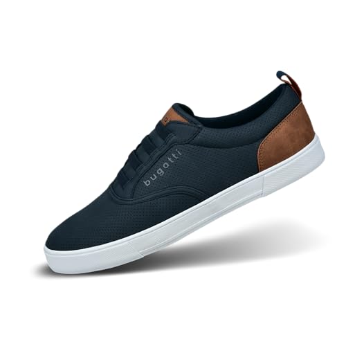 bugatti Bequeme Schnürschuh Memory Foam Elegante Casual Easy Fit Sneaker aus Austauschbaren Einlegesohlen, Dunkelblau, 41 EU von bugatti