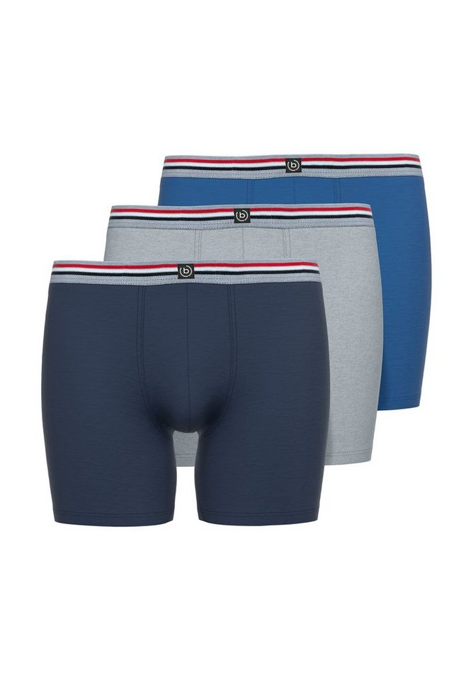 bugatti Boxershorts BUGATTI Herren Long-Pants blau uni 3er Pack (3-St) von bugatti