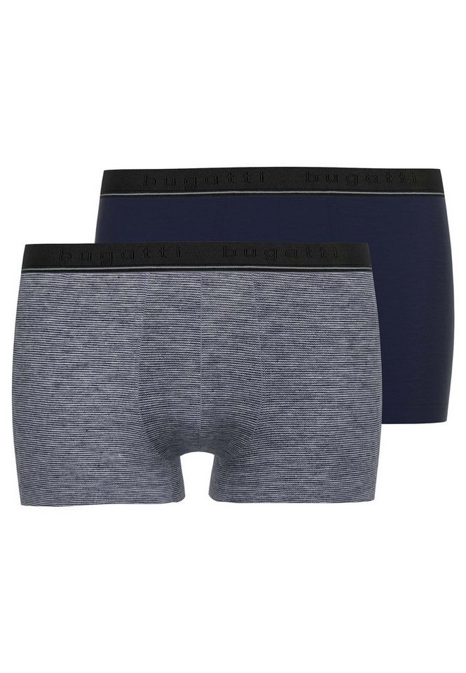 bugatti Boxershorts BUGATTI Herren Pants blau längsgestreift 2er Pack (2-St) von bugatti