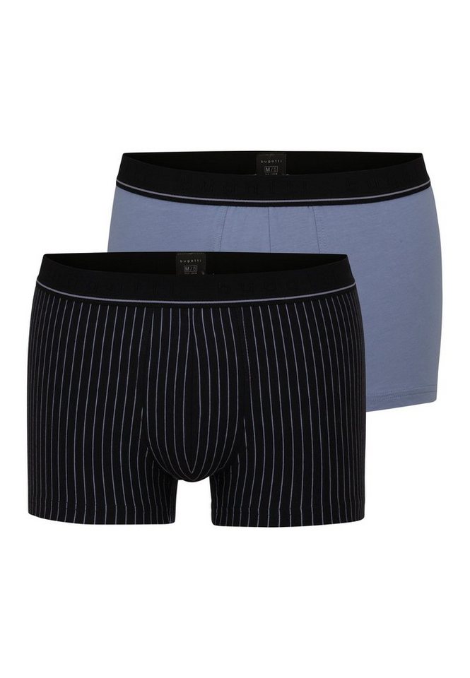 bugatti Boxershorts BUGATTI Herren Pants blau längsgestreift 2er Pack (2-St) von bugatti