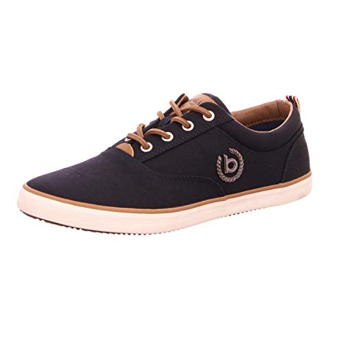bugatti Canvas Sneaker aus Baumwolle, Low-Top-Leinenschuh mit robuster Gummisohle, Blau, 43 EU von Bugatti