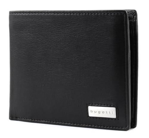 bugatti City Line RFID Coin Wallet with Flap 8CC Metal Logo Black von bugatti