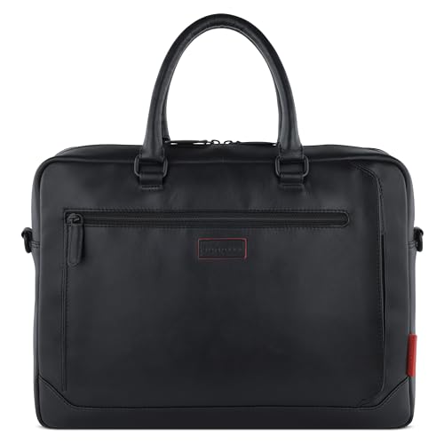 bugatti Clark Aktentasche mit 15" Laptopfach aus hochwertigem Leder in Schwarz von bugatti