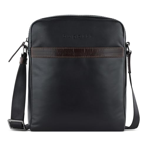 bugatti Corso DeLuxe Schultertasche RV aus echtem Leder, Messenger Bag in Schwarz von bugatti