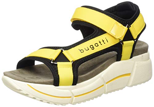 bugatti Damen 431881826957 Riemchensandalen Knöchelriemchen , Gelb (Black/ Yellow 1050) , 39 EU von bugatti