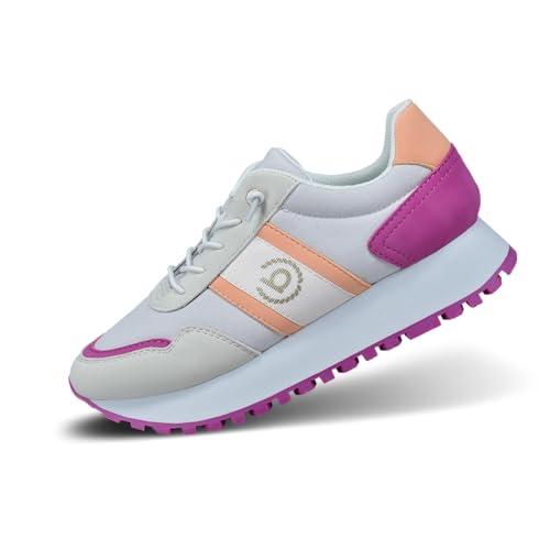 bugatti Damen Chunky-Sneaker mit pinken und neonorangenen Details, hervorragender Dämpfung und ganztägigem modischen Look weiß/Multicolour 38 EU von bugatti
