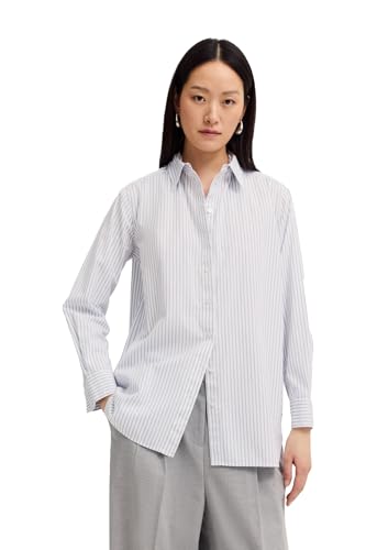 bugatti Damen Freizeitbluse W3713-82380 Hemdkragen gestreiftes Design Reine Baumwolle zeitlos pflegeleicht vielseitig von bugatti