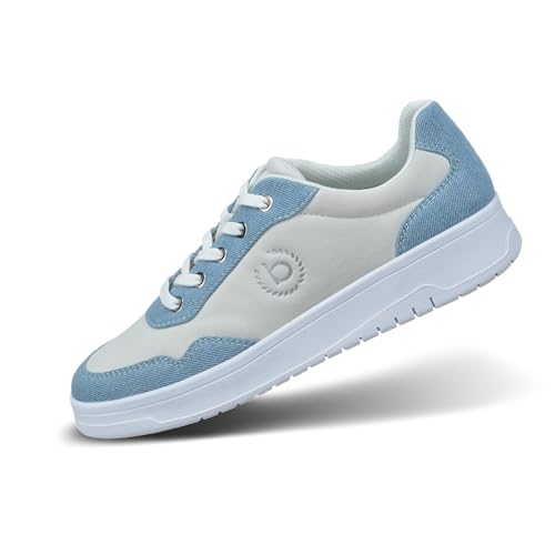 bugatti Damen-Freizeitsneaker mit Denim-Einsätzen, Logo-Prägung, hitzebeständigen Gummisohlen und modernem, stilvollem Design hellblau/Offwhite 38 EU von bugatti