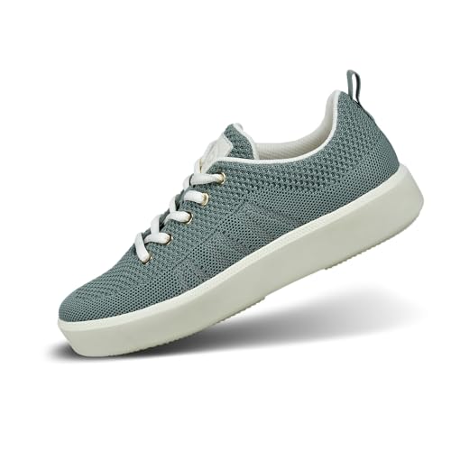bugatti Damen Grüne Gestrickte Mesh-Sneaker mit Schnürverschluss, Logodetails, Atmungsaktivem Design, Flexiblen Eva-Sohlen und Leichter Dämpfung., grün/Offwhite, 41 EU von bugatti