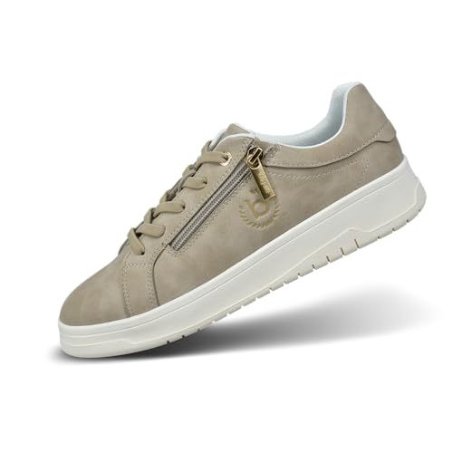 bugatti Damen-Sandy-Sneaker mit Metallreißverschluss, Logo-Akzent, robusten Gummisohlen, bequemer Passform und vielseitigem Stil, Sand, 38 EU von bugatti