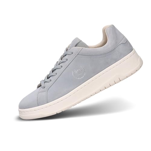 bugatti Damen Sneaker aus hellblauem Wildleder mit Flyknit-Zungeneinsatz, Logo-Detail und robusten Gummisohlen hellblau 40 EU von bugatti