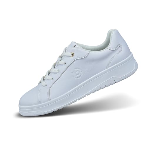 bugatti Damen Weiße Sneaker mit Klarem Design, Intelligenter Schnürung, Logo-Akzent, Hochwertigen Materialien und Vielseitigem Stil für Jedes Outfit weiß 36 EU von bugatti