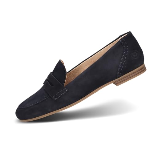 bugatti Damen-Wildlederslipper mit leichtem Silhouette, flexiblem Design und weicher Textur dunkelblau 42 EU von bugatti