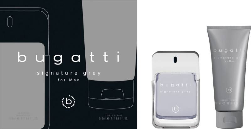 bugatti Eau de Toilette BUGATTI Signature Grey for him GP EdT 100ml + 200 ml SG, 2-tlg., Herrenduft-Set mit holziger Note, ideal für den Alltag. von bugatti