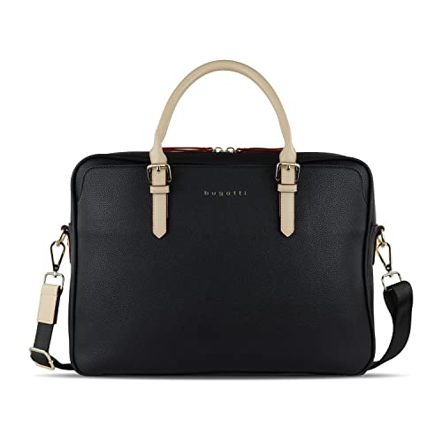 bugatti Ella Businesstasche mit 15“ Laptopfach, Aktentasche für Damen Laptoptasche, Frauen Bürotasche Lehrertasche in schwarz von bugatti