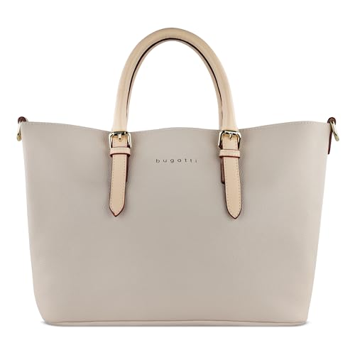 bugatti Ella Shopper Handtasche für Damen M, Damenhandtasche, Schultertasche in beige von bugatti