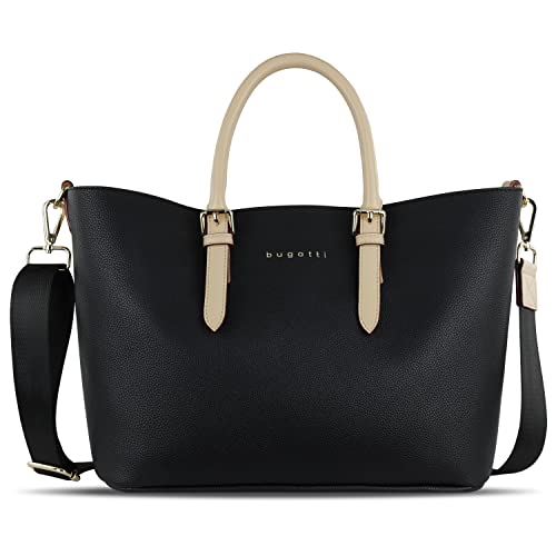 bugatti Ella Shopper Handtasche für Damen M, Damenhandtasche, Schultertasche in schwarz von bugatti