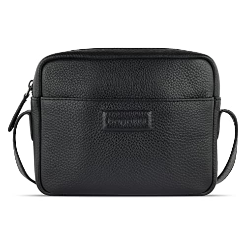 bugatti Elsa kleine Schultertasche mit Reißverschluss, Damen-Umhängetasche in schwarz von bugatti