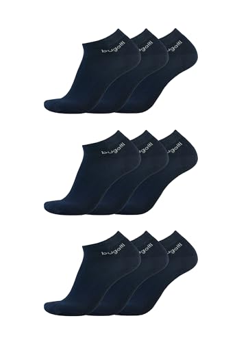 bugatti 9er Pack Sneaker Socken für Herren - Komfortable Baumwollsocken, Atmungsaktiv, Antirutsch - Ideal für Job & Freizeit - Größe 39-42 und 43-46, Farben:navy, SockSizes:47-50 von bugatti