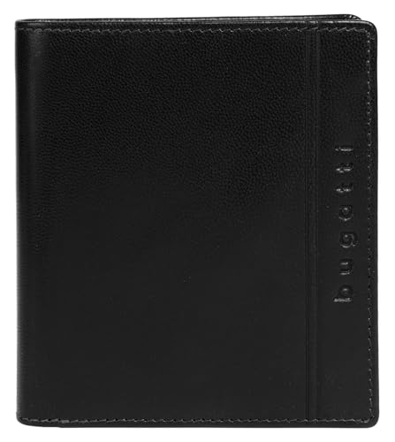 bugatti Geldbörse LUCIDO Echt Leder Herren, Damen | 2-fach klappbare Geldbörse mit RFID-Schutz und Platz für bis zu 8 Karten schwarz | 021949 von bugatti