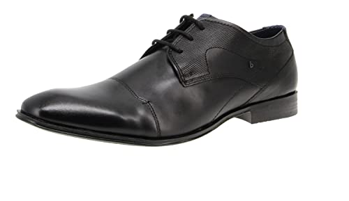bugatti Business Halbschuh aus Leder, Derby mit Querkappe und eleganter Liniengestaltung, Schwarz, 43 EU von bugatti