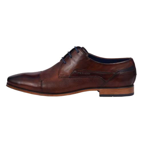 bugatti Business Halbschuh aus Leder, Derby mit Hand Finish und Querkappe, Braun, 45 EU von bugatti