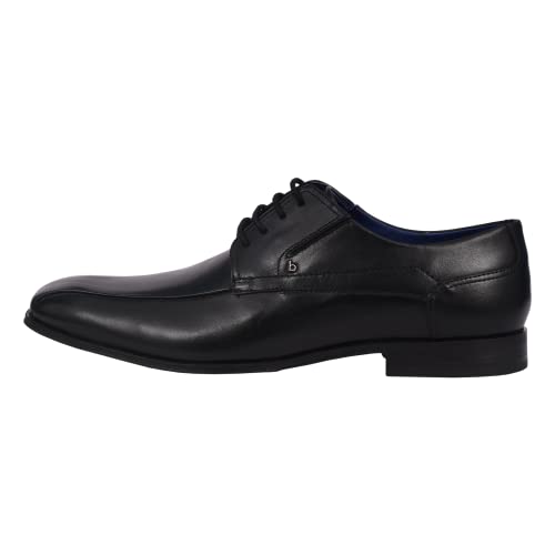 bugatti Business Halbschuh aus Leder, Derby mit Gummizug und Parallelnaht, Schwarz, 43 EU von bugatti