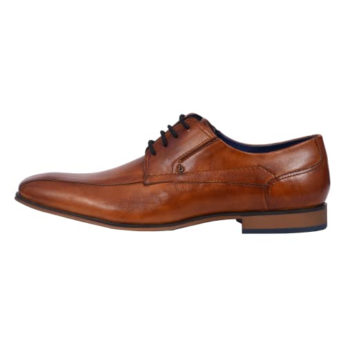 bugatti Business Halbschuh aus Leder, Derby mit Gummizug und Parallelnaht, Cognac, 42 EU von bugatti