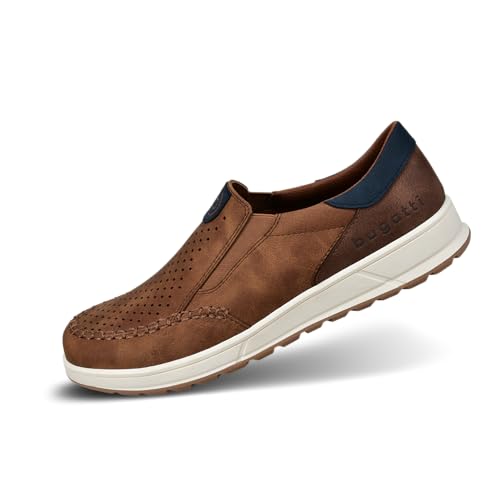 bugatti Casual Slip-On Sneaker, Slipper mit Gummizug und Logo, Cognac, 45 EU von bugatti