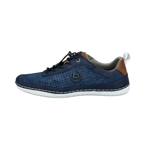 bugatti Sportlicher Sneaker mit Soft Fit Funktion, elastische Schnürsenkel, Dark Blue Cognac, 42 EU von bugatti